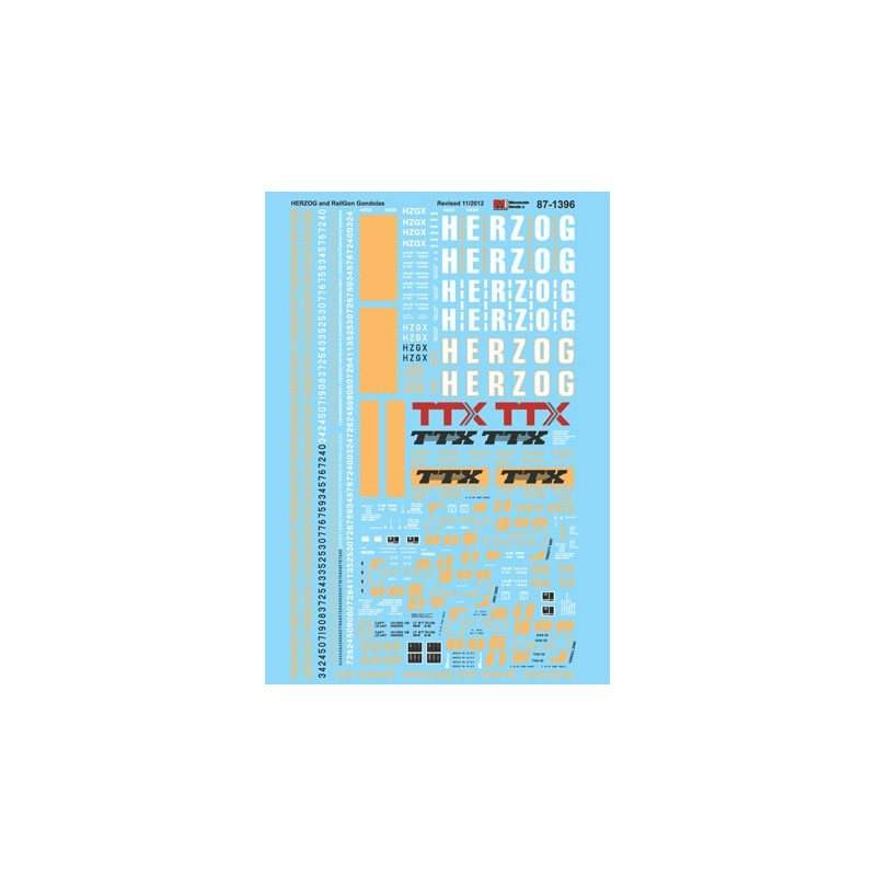 MICROSCALE DECAL 87-1396 - HERZOG / RAILGON GONDOLAS - HO SCALE