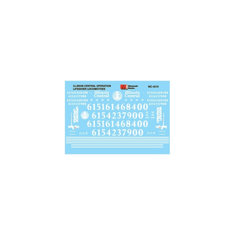 MICROSCALE DECAL MC-4210 - ILLINOIS CENTRAL DIESEL LOCOMOTIVES - HO SCALE