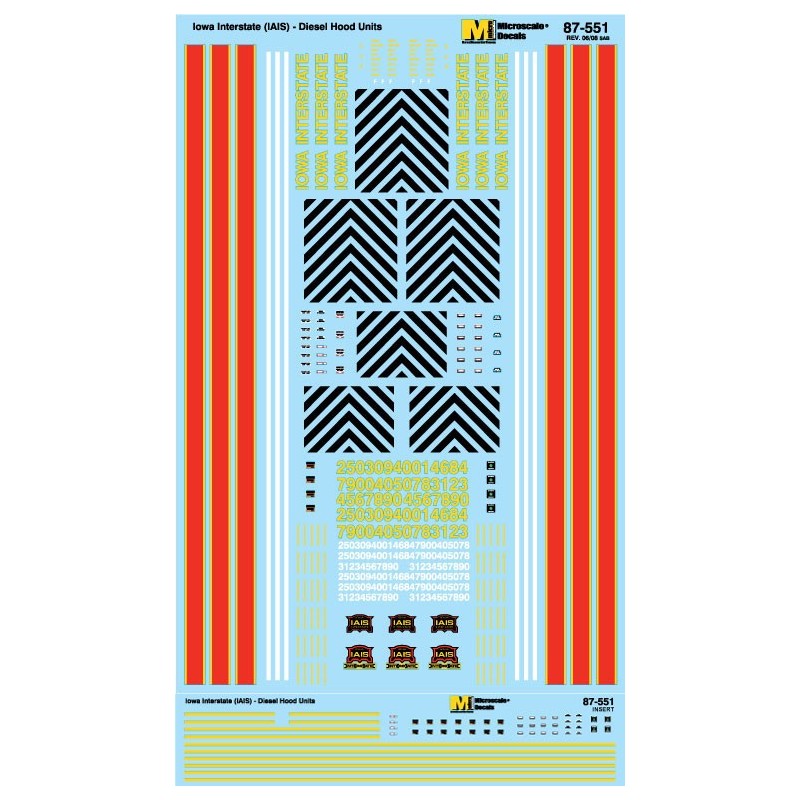 MICROSCALE DECAL 87-551 - IOWA INTERSTATE DIESEL LOCOMOTIVES - HO SCALE