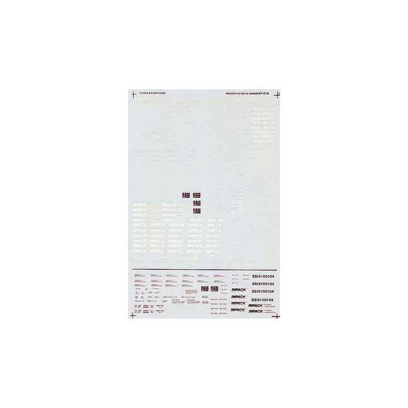 MICROSCALE DECAL 87-478NOS - ITEL 4 PACK & 10 PACK CARS - HO SCALE