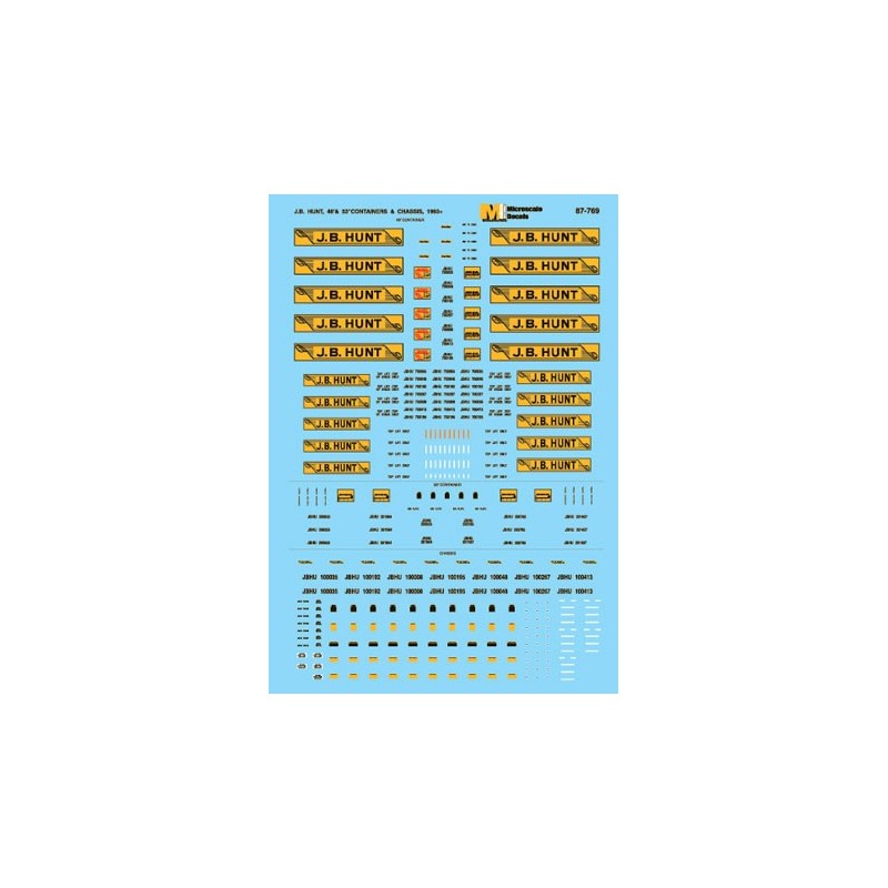 MICROSCALE DECAL 87-769 - JB HUNT CONTAINERS - HO SCALE