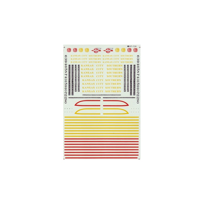 MICROSCALE DECAL 87-138 - KANSAS CITY SOUTHERN DIESEL LOCOMOTIVES - HO SCALE