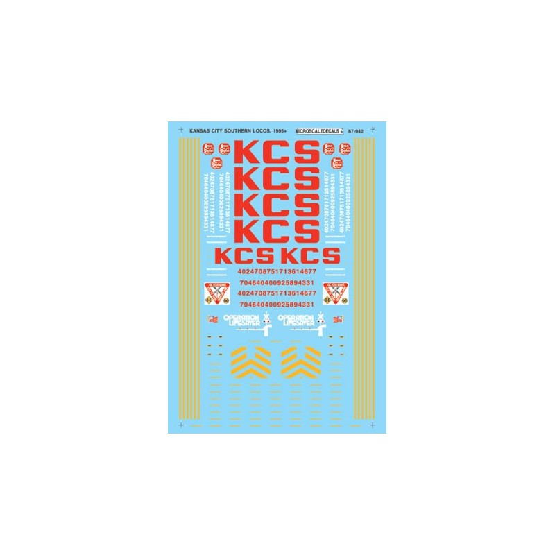 MICROSCALE DECAL 87-942 - KANSAS CITY SOUTHERN DIESEL LOCOMOTIVES - HO SCALE