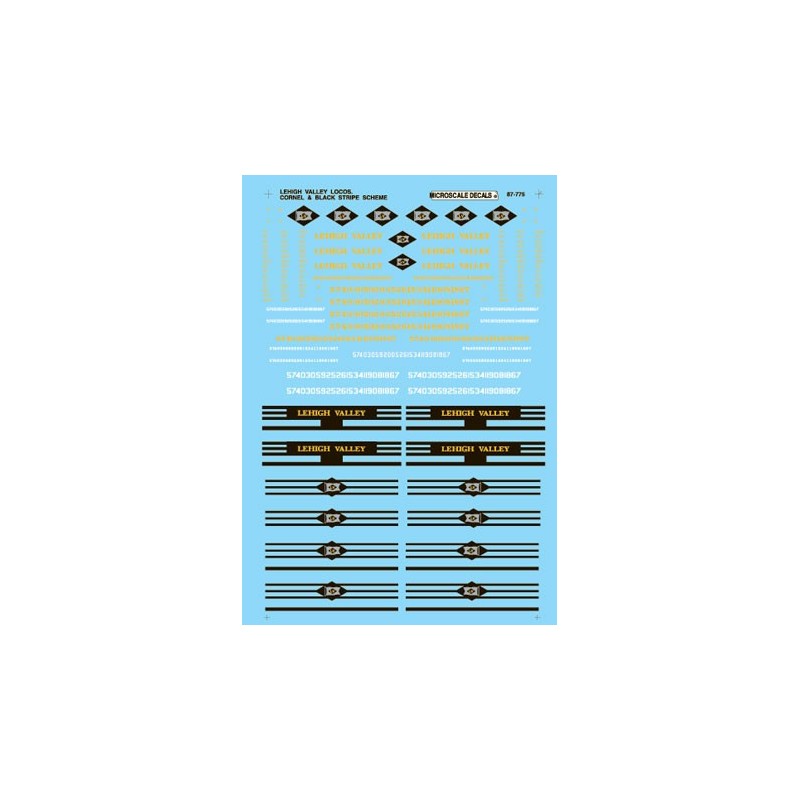 MICROSCALE DECAL 87-775 - LEHIGH VALLEY DIESEL LOCOMOTIVES - HO SCALE