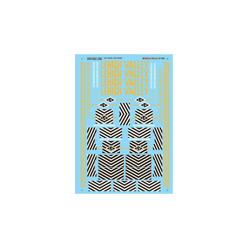 MICROSCALE DECAL 87-855 - LEHIGH VALLEY DIESEL LOCOMOTIVES - HO SCALE