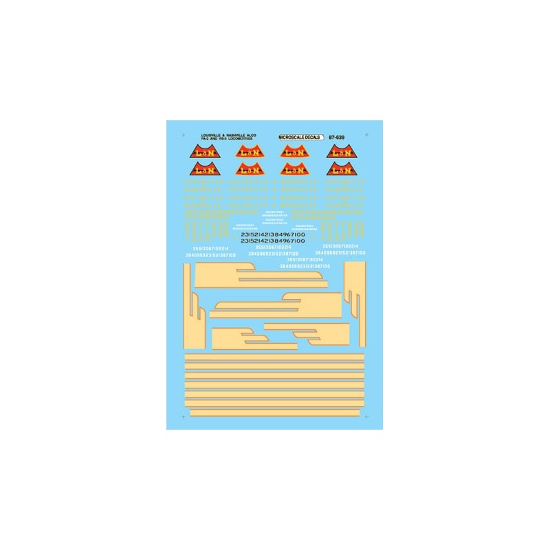 MICROSCALE DECAL 87-639 - LOUISVILLE & NASHVILLE DIESEL LOCOMOTIVES - HO SCALE