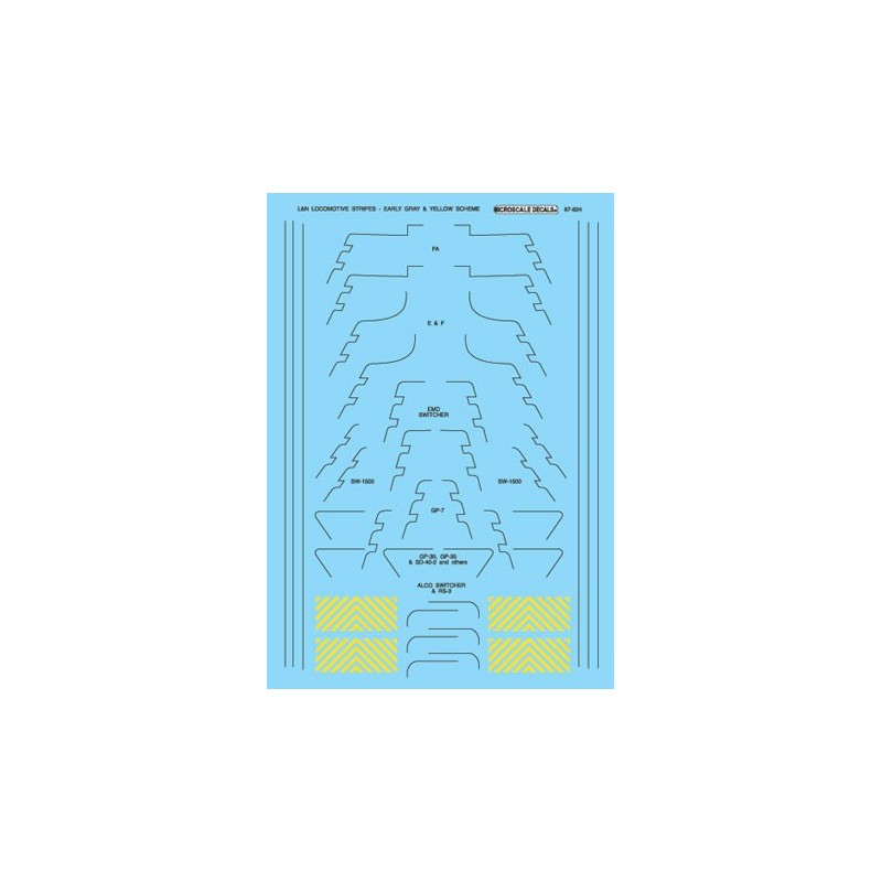 MICROSCALE DECAL 87-824 - LOUISVILLE & NASHVILLE DIESEL LOCOMOTIVE STRIPES - HO SCALE