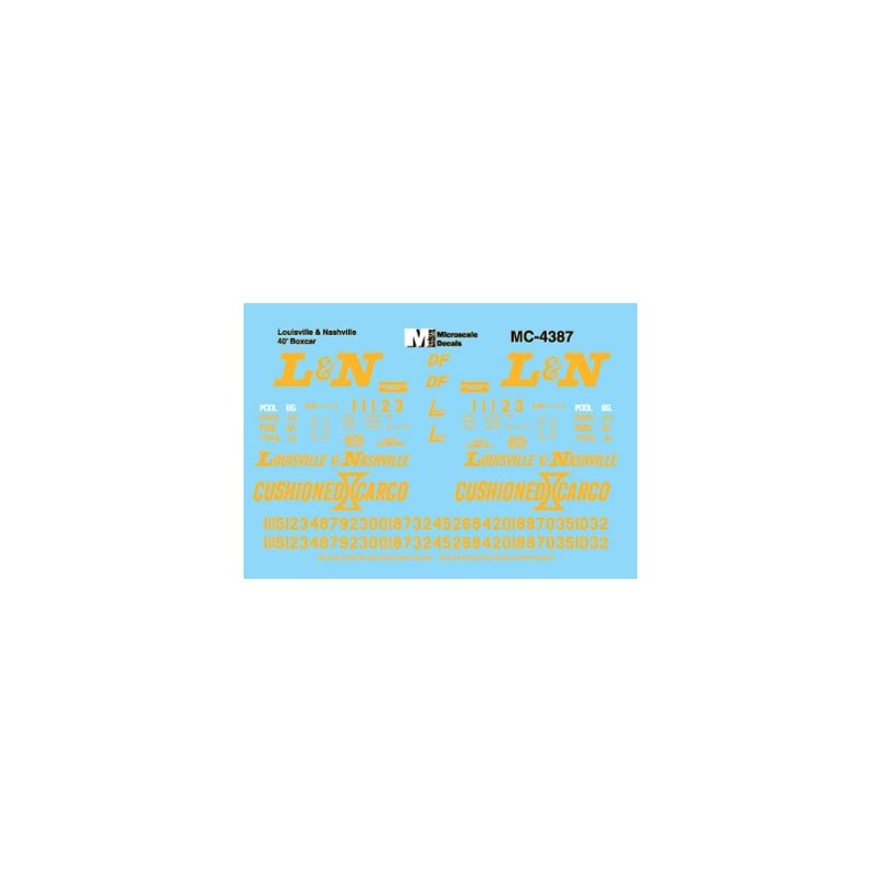 MICROSCALE DECAL MC-4387 - LOUISVILLE & NASHVILLE BOXCARS - HO SCALE