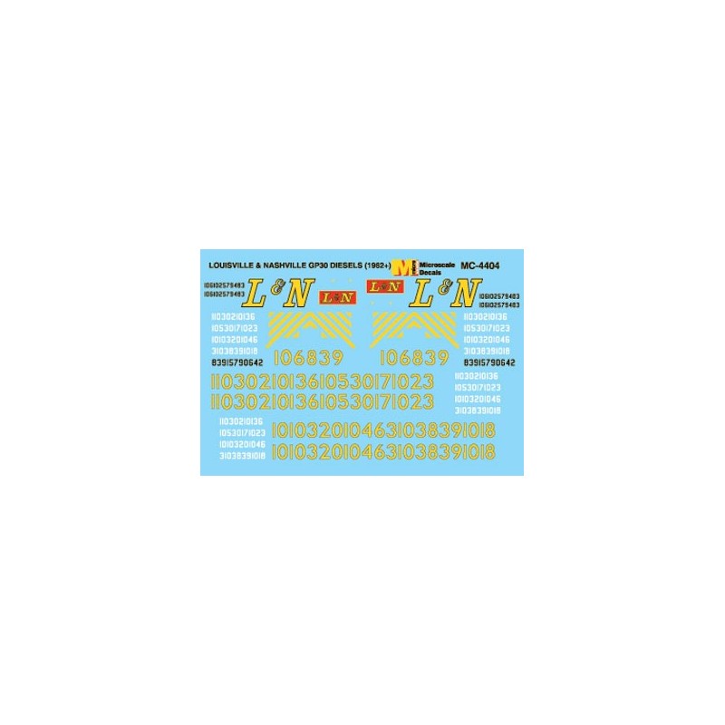 MICROSCALE DECAL MC-4404 - LOUISVILLE & NASHVILLE DIESEL LOCOMOTIVES - HO SCALE