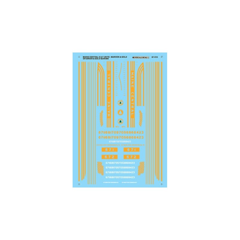 MICROSCALE DECAL 87-910 - MAINE CENTRAL DIESEL LOCOMOTIVES - HO SCALE