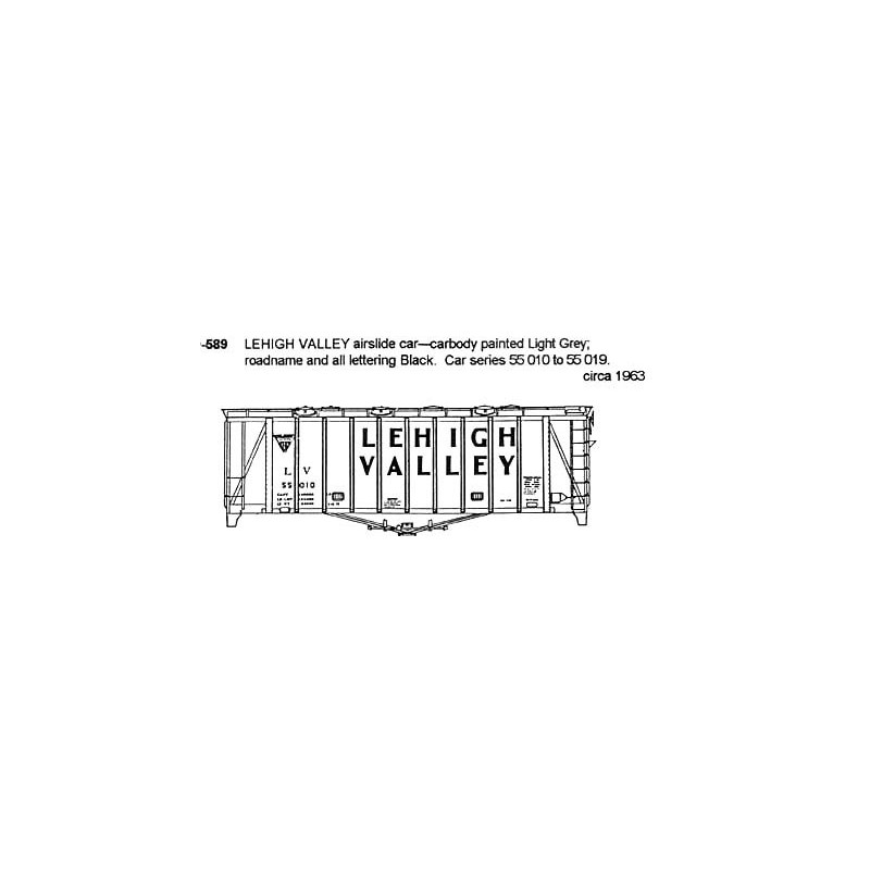 CDS DRY TRANSFER HO-589 LEHIGH VALLEY SINGLE BAY AIRSLIDE - HO SCALE