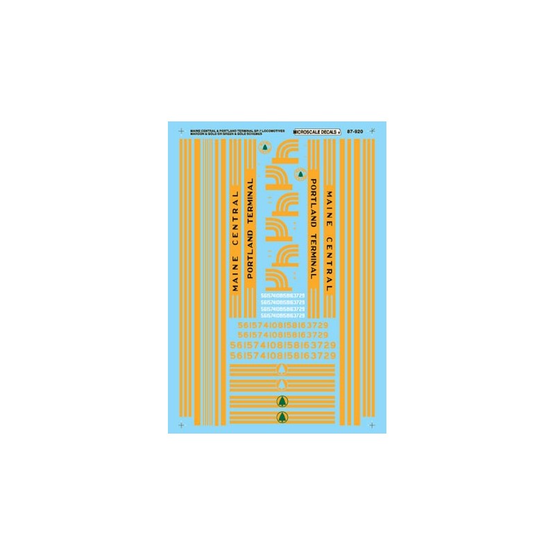 MICROSCALE DECAL 87-920 - MAINE CENTRAL / PORTLAND TERMINAL DIESEL LOCOMOTIVES - HO SCALE