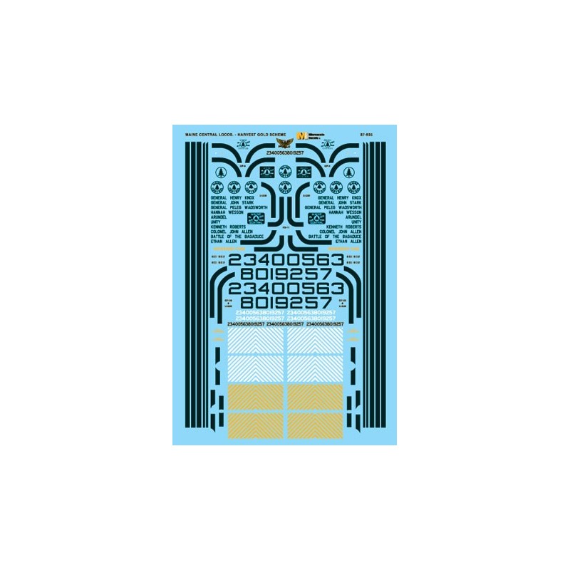 MICROSCALE DECAL 87-935 - MAINE CENTRAL DIESEL LOCOMOTIVES - HO SCALE