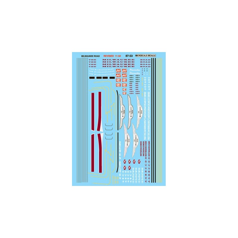 MICROSCALE DECAL 87-53 - MILWAUKEE ROAD DIESEL LOCOMOTIVES - HO SCALE
