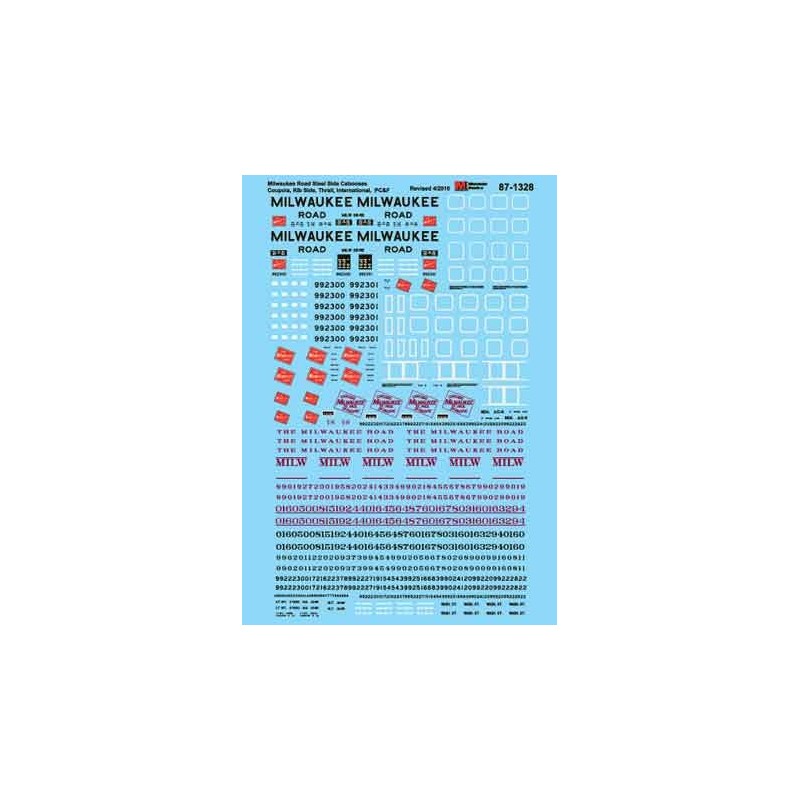 MICROSCALE DECAL 87-1328 - MILWAUKEE ROAD CABOOSES - HO SCALE