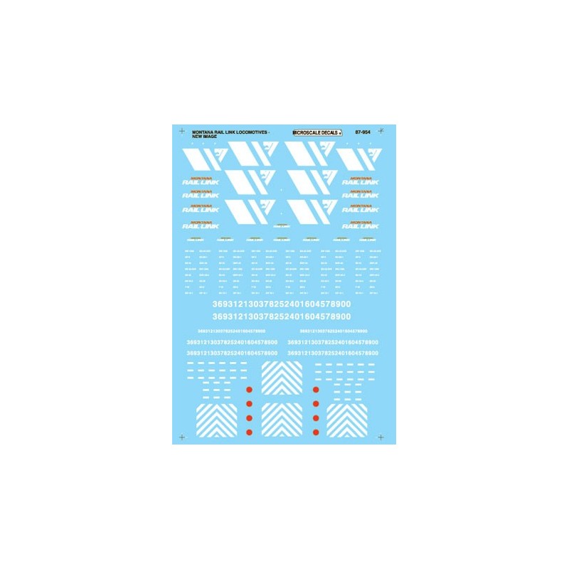 MICROSCALE DECAL 87-954 - MONTANA RAIL LINK DIESEL LOCOMOTIVES - HO SCALE