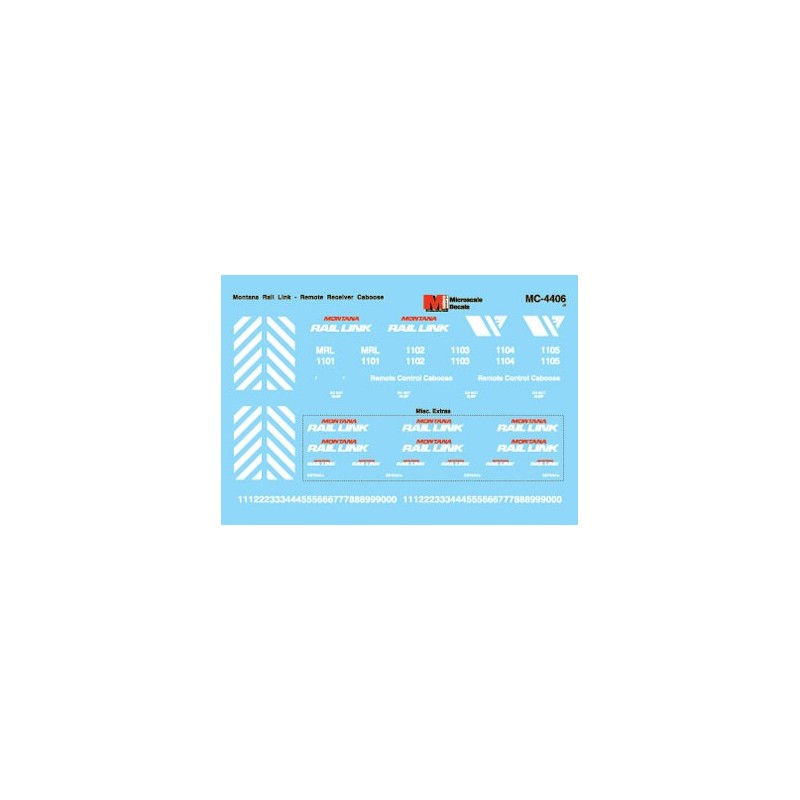 MICROSCALE DECAL MC-4406 - MONTANA RAIL LINK REMOTE RECEIVER CABOOSE - HO SCALE