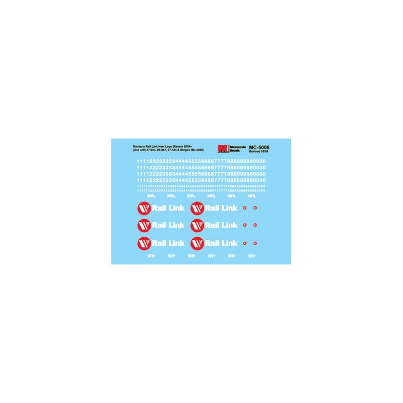 MICROSCALE DECAL MC-5006 - MONTANA RAIL LINK DIESEL LOCOMOTIVE LOGOS - HO SCALE