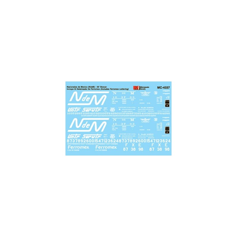 MICROSCALE DECAL MC-4337 - NACIONALES de MEXICO BOXCARS - HO SCALE