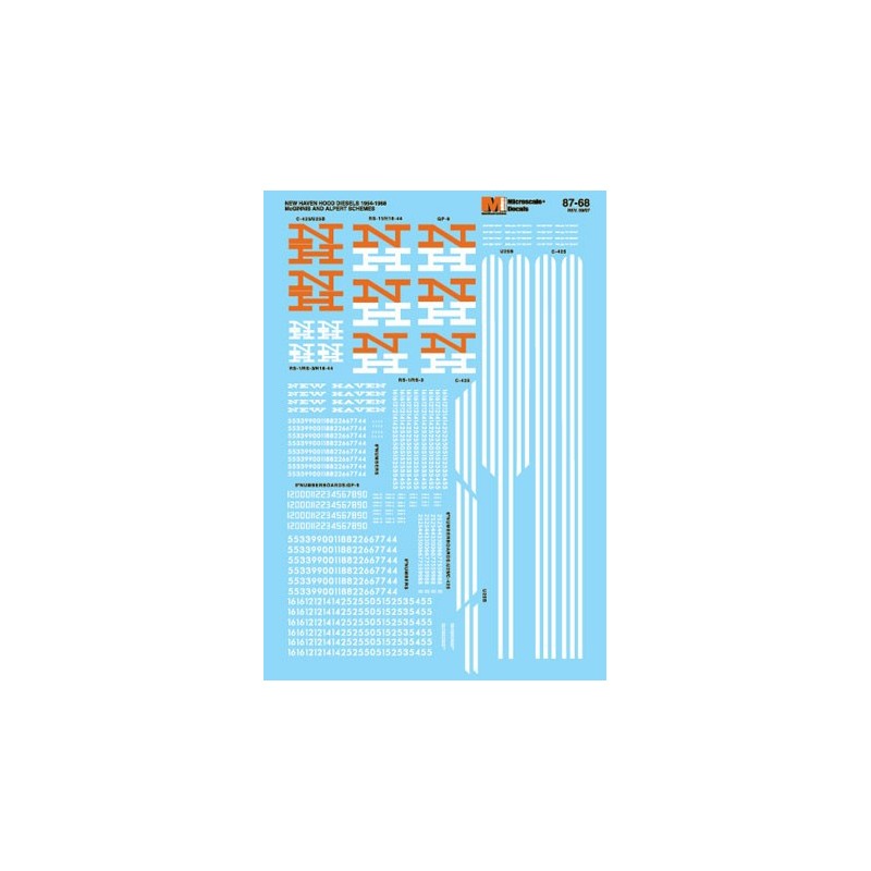 MICROSCALE DECAL 87-68 - NEW HAVEN DIESEL & ELECTRIC LOCOMOTIVES - HO SCALE