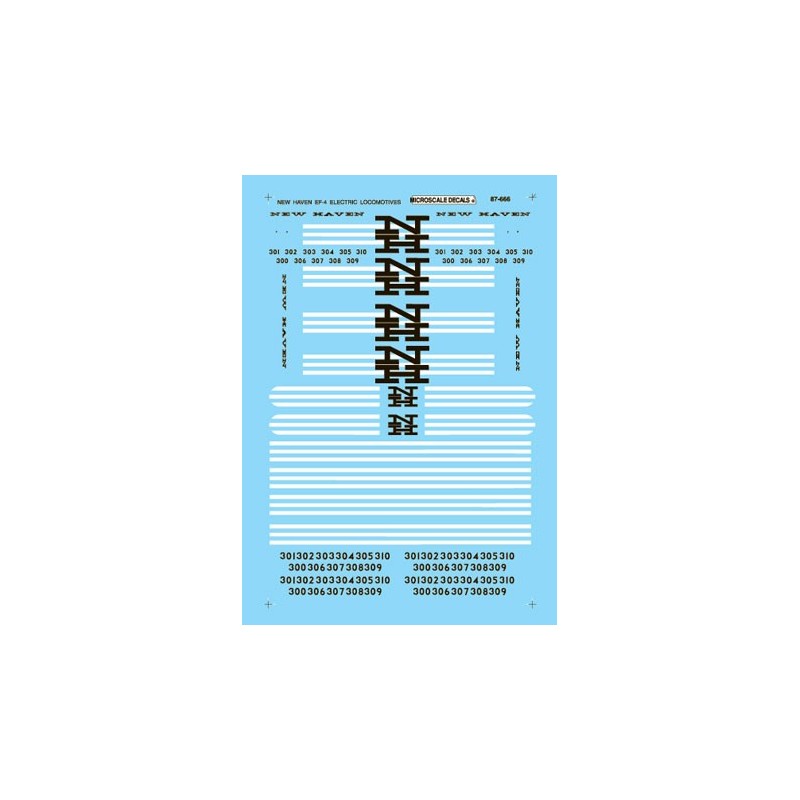 MICROSCALE DECAL 87-666 - NEW HAVEN ELECTRIC LOCOMOTIVES - HO SCALE
