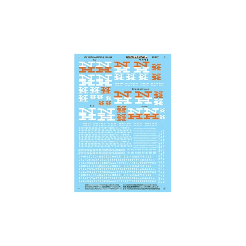 MICROSCALE DECAL 87-937 - NEW HAVEN DIESEL LOCOMOTIVES - HO SCALE