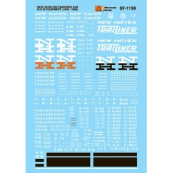 MICROSCALE DECAL 87-1199 - NEW HAVEN CABOOSES & MAINTENANCE OF WAY EQUIPMENT - HO SCALE