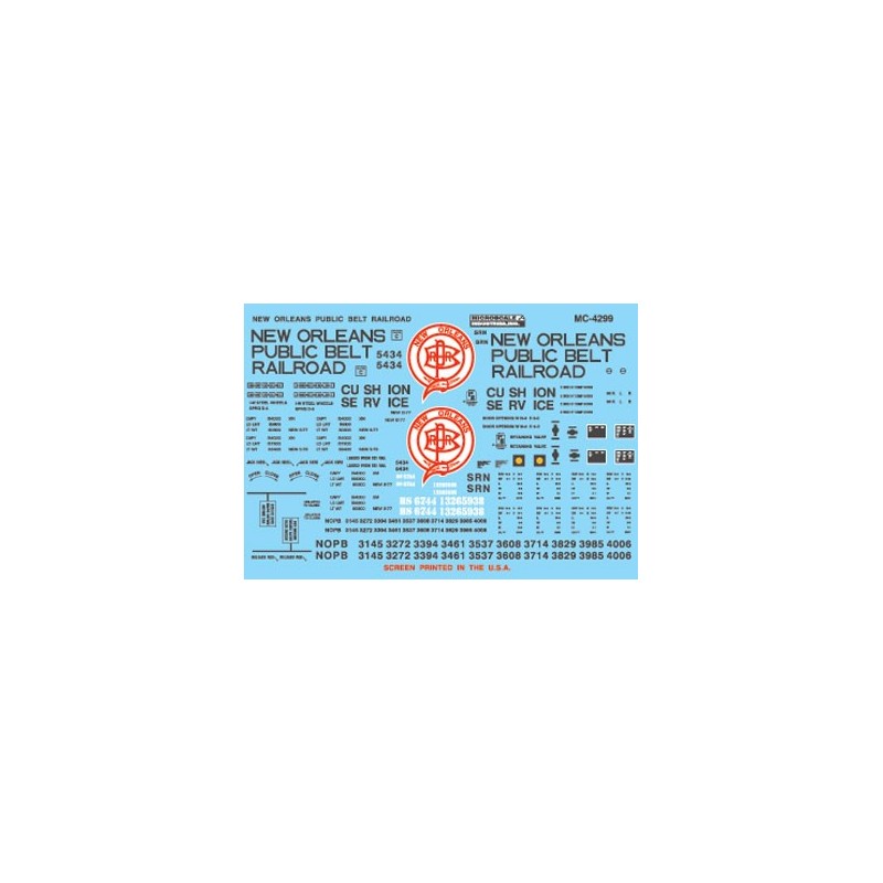 MICROSCALE DECAL MC-4299 - NEW ORLEANS PUBLIC BELT BOXCAR - HO SCALE