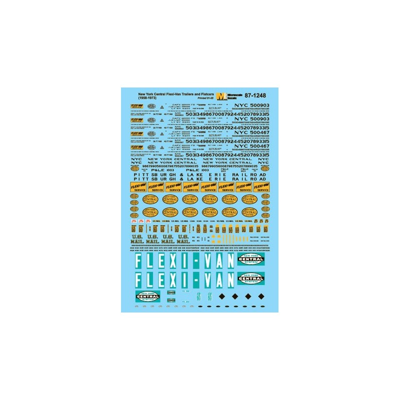 MICROSCALE DECAL 87-1248 - NEW YORK CENTRAL / PITTSBURGH & LAKE ERIE FLEXI-VANS - HO SCALE