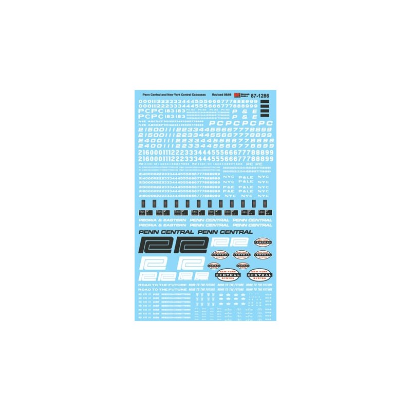 MICROSCALE DECAL 87-1286 - NEW YORK CENTRAL / PENN CENTRAL CABOOSES - HO SCALE