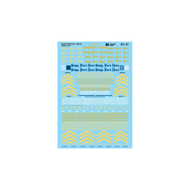 MICROSCALE DECAL 87-41 - NEW YORK CHICAGO & ST. LOUIS DIESEL LOCOMOTIVES - HO SCALE