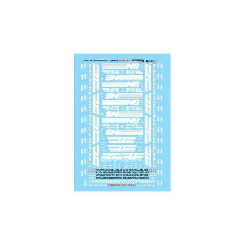 MICROSCALE DECAL 87-435 - NORFOLK SOUTHERN DIESEL LOCOMOTIVES - HO SCALE