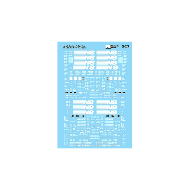 MICROSCALE DECAL 87-574 - NORFOLK SOUTHERN FREIGHT CARS - HO SCALE