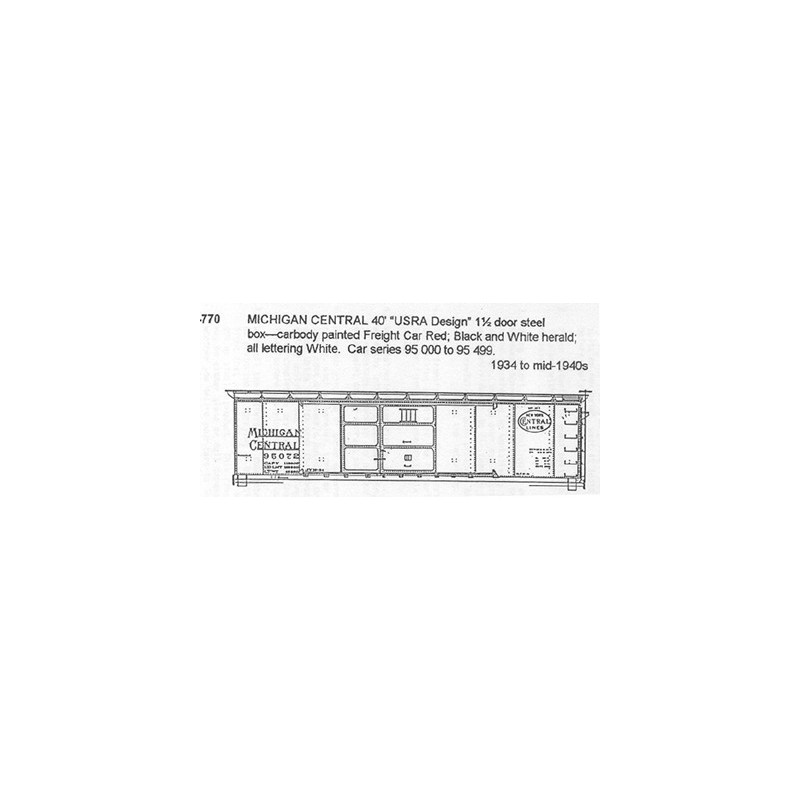 CDS DRY TRANSFER HO-770 MICHIGAN CENTRAL 40' BOXCAR - HO SCALE