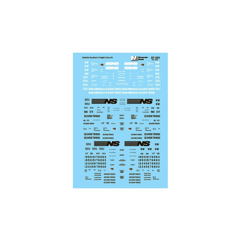 MICROSCALE DECAL 87-591 - NORFOLK SOUTHERN FREIGHT CARS - HO SCALE