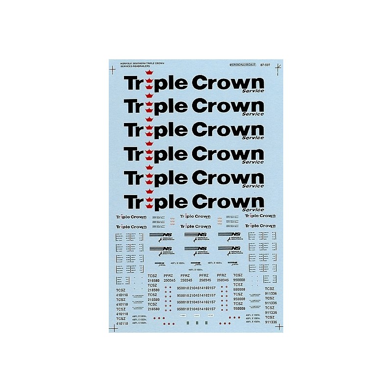 MICROSCALE DECAL 87-597 - NORFOLK SOUTHERN TRIPLE CROWN ROADRAILERS - HO SCALE