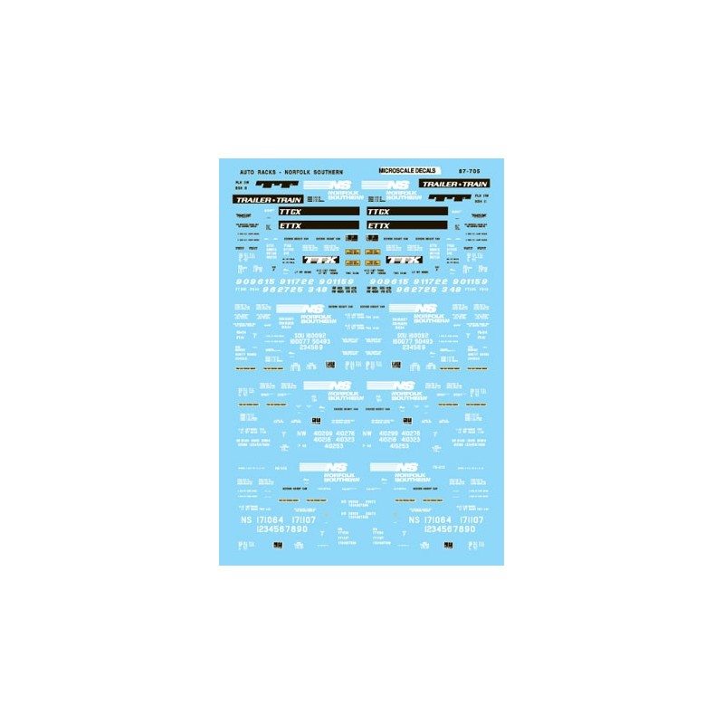 MICROSCALE DECAL 87-705 - NORFOLK SOUTHERN AUTORACKS - HO SCALE