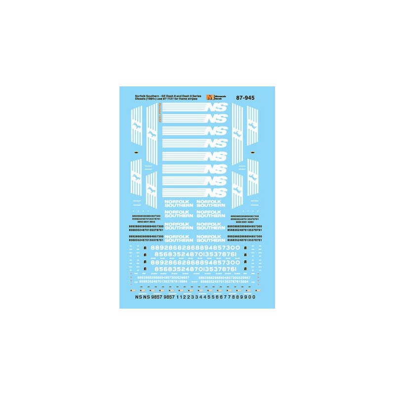 MICROSCALE DECAL 87-945 - NORFOLK SOUTHERN DIESEL LOCOMOTIVES - HO SCALE
