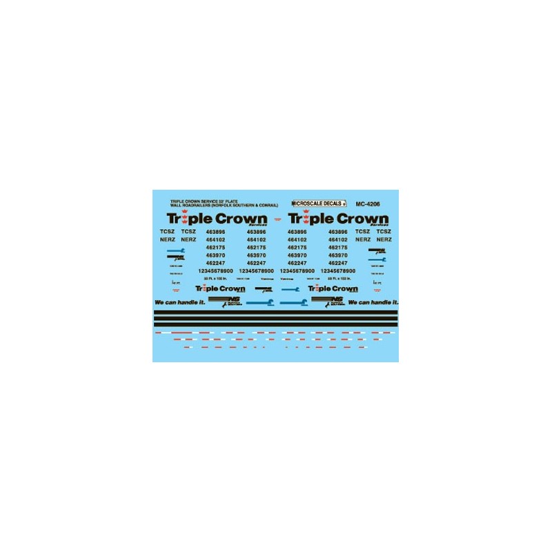 MICROSCALE DECAL MC-4206 - NORFOLK SOUTHERN TRIPLE CROWN 53' ROADRAILERS - HO SCALE