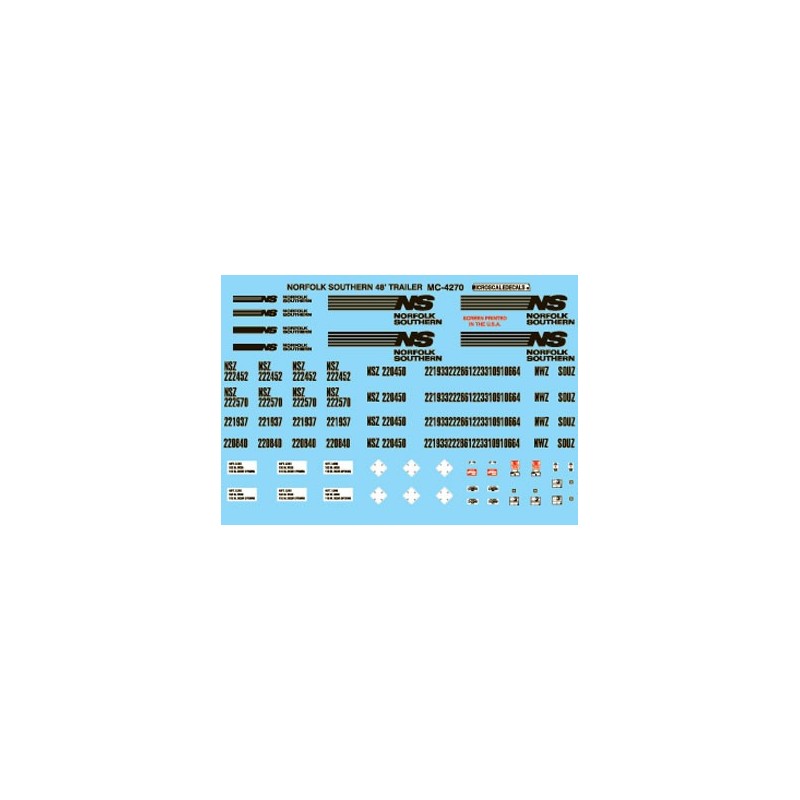 MICROSCALE DECAL MC-4270 - NORFOLK SOUTHERN 48' TRAILER - HO SCALE