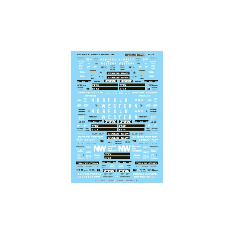 MICROSCALE DECAL 87-728 - NORFOLK & WESTERN AUTORACKS - HO SCALE