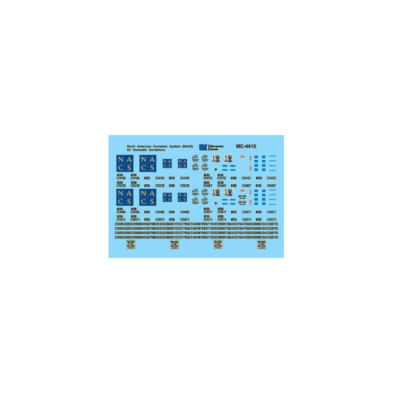 MICROSCALE DECAL MC-4410 - NORTH AMERICAN CONTAINER SYSTEMS CONTAINERS - HO SCALE