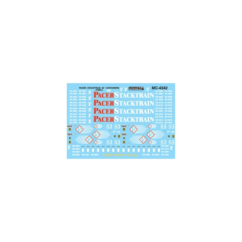 MICROSCALE DECAL MC-4342 - PACER STACKTRAIN CONTAINERS - HO SCALE