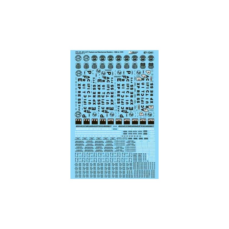 MICROSCALE DECAL 87-1341 - PACIFIC FRUIT EXPRESS REEFERS - HO SCALE