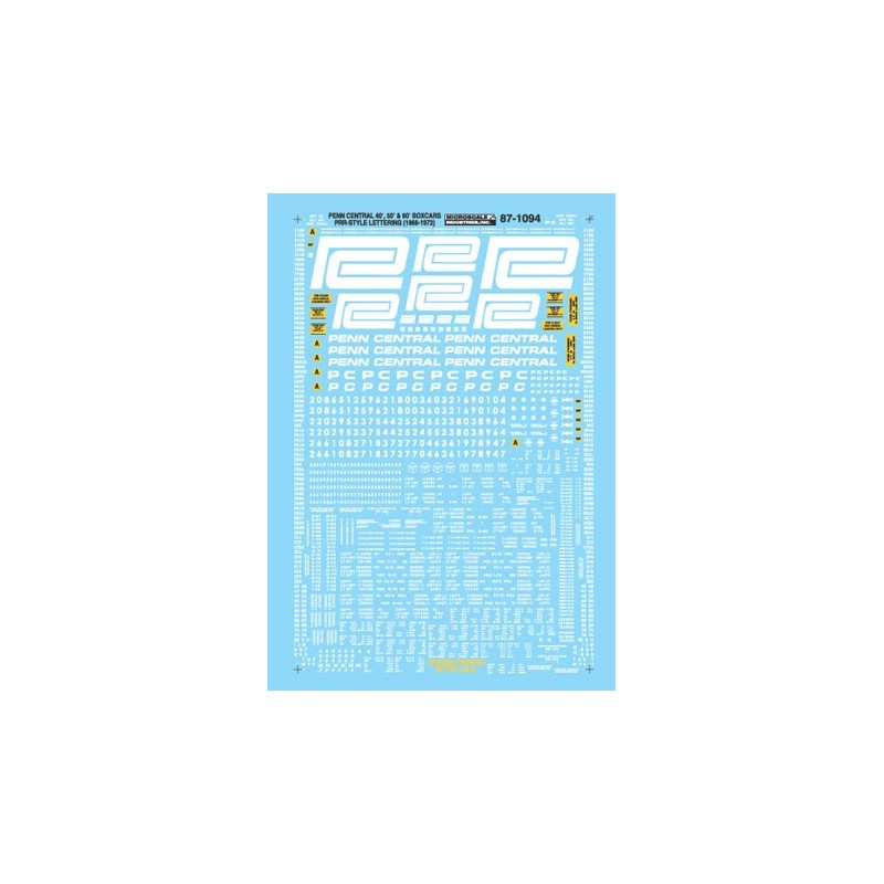 MICROSCALE DECAL 87-1094 - PENN CENTRAL BOXCARS - HO SCALE
