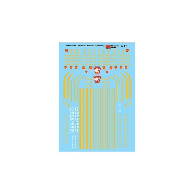 MICROSCALE DECAL 87-67 - PENNSYLVANIA DIESEL & ELECTRIC LOCOMOTIVES - HO SCALE