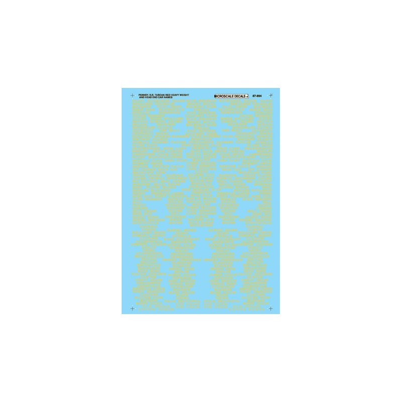 MICROSCALE DECAL 87-894 - PENNSYLVANIA PASSENGER CAR NAMES - HO SCALE