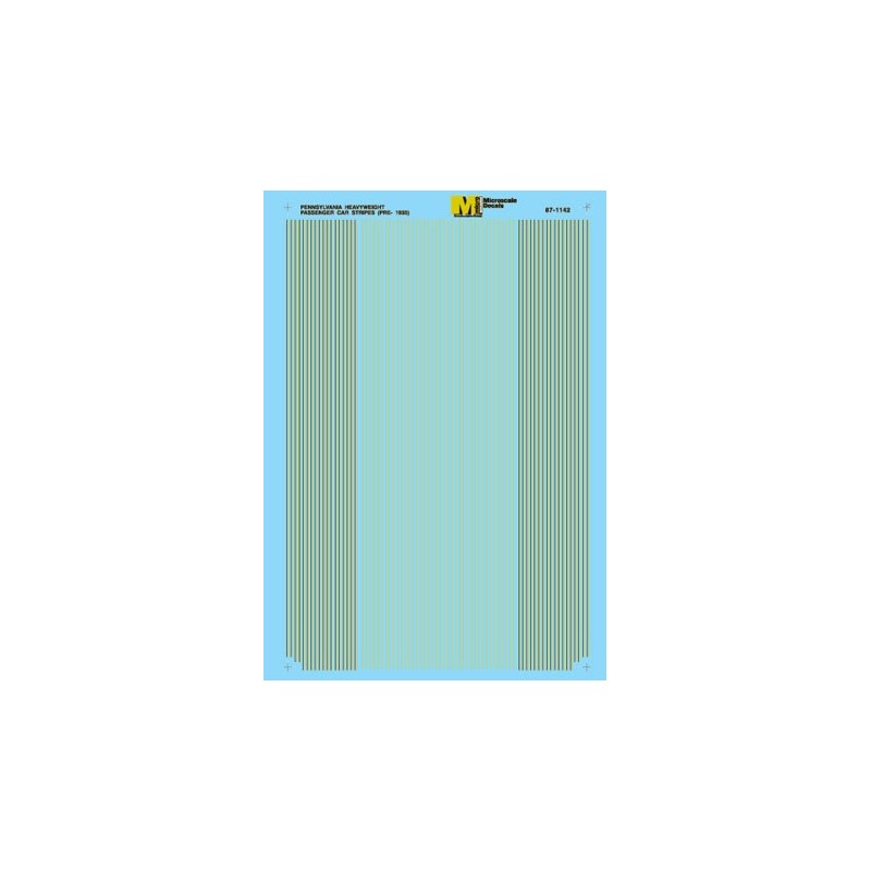 MICROSCALE DECAL 87-1142 - PENNSYLVANIA PASSENGER CAR STRIPES - HO SCALE