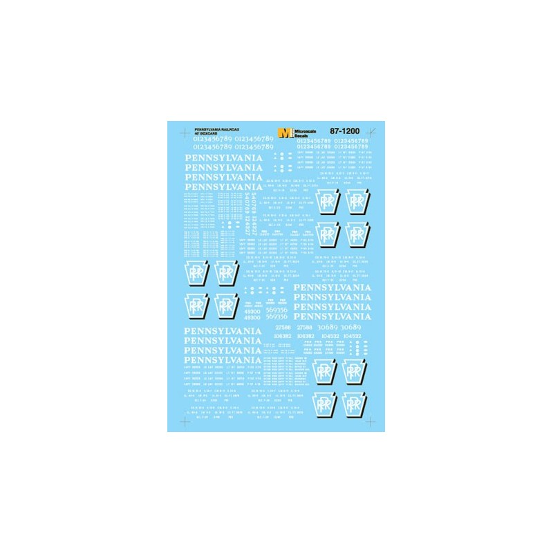 MICROSCALE DECAL 87-1200 - PENNSYLVANIA 40' BOXCARS - HO SCALE