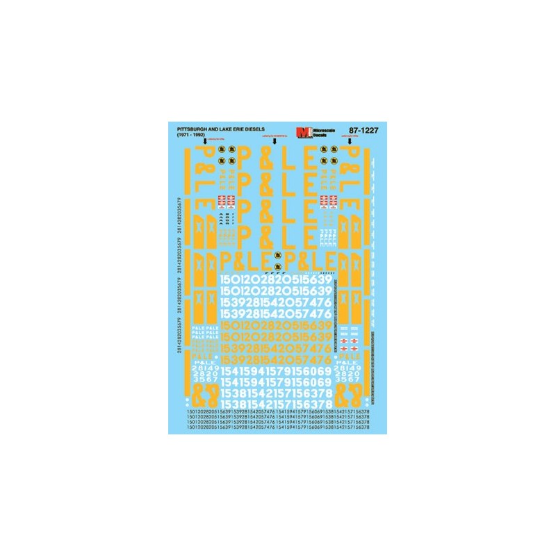 MICROSCALE DECAL 87-1227 - PITTSBURGH & LAKE ERIE DIESEL LOCOMOTIVES - HO SCALE